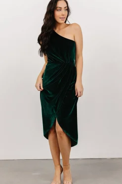 Discount Baltic Born Kourtney Velvet One Shoulder Midi Dress | Emerald
