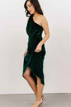 Discount Baltic Born Kourtney Velvet One Shoulder Midi Dress | Emerald