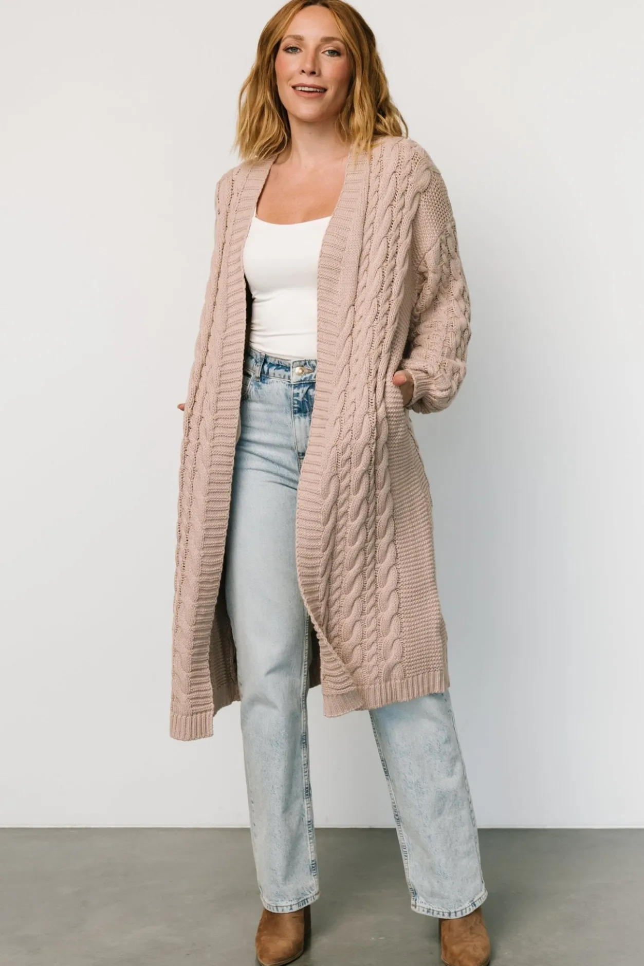 Best Baltic Born Kristen Cable Knit Cardigan | Taupe