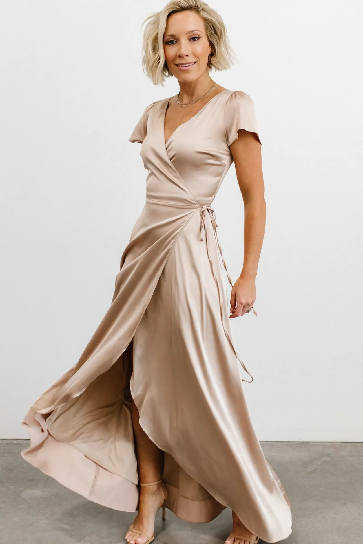 Online Baltic Born Krystal Satin Wrap Gown | Champagne