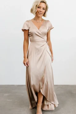 Online Baltic Born Krystal Satin Wrap Gown | Champagne