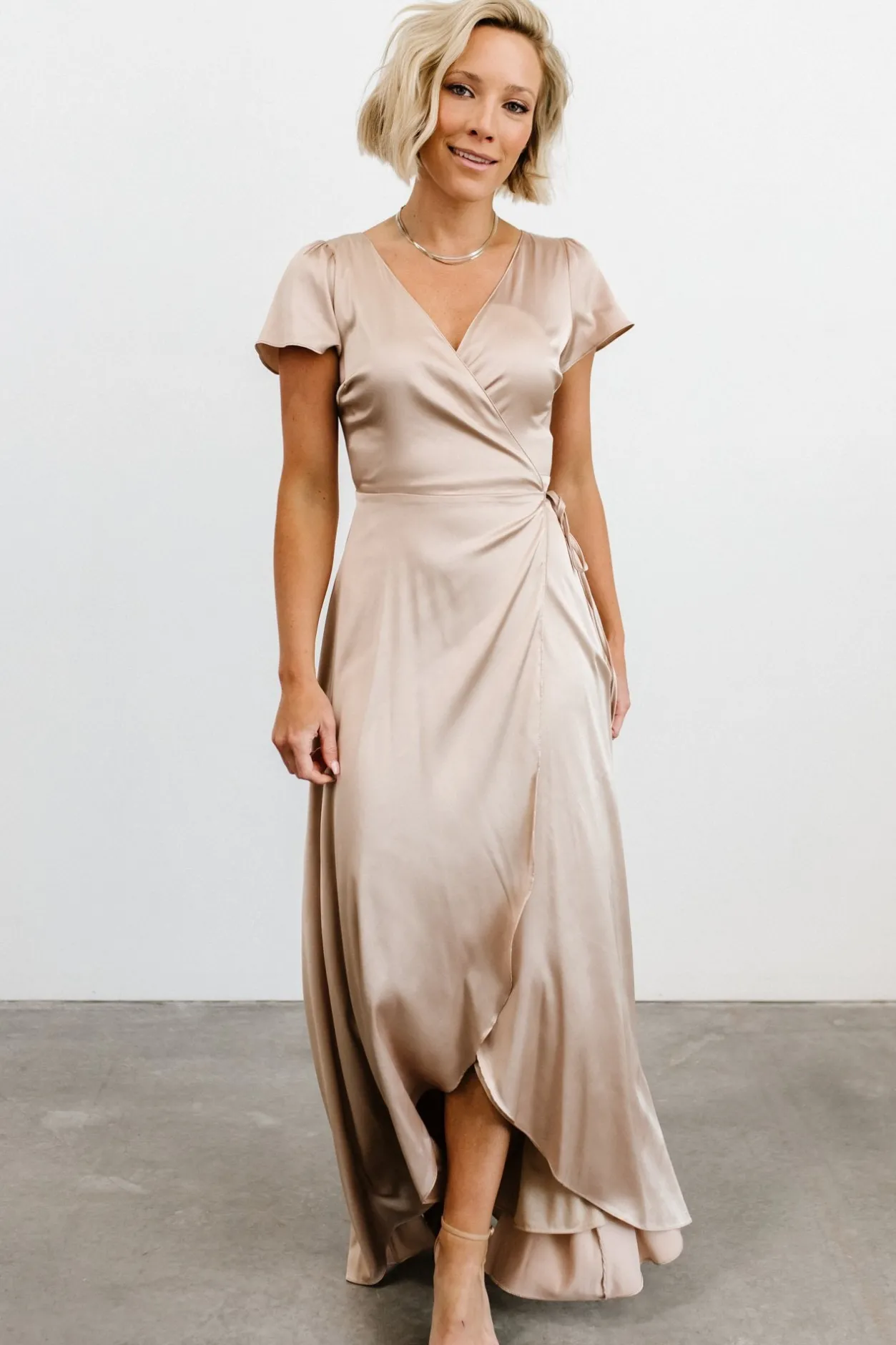 Online Baltic Born Krystal Satin Wrap Gown | Champagne