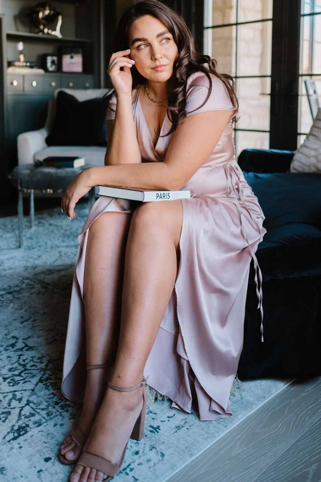 Online Baltic Born Krystal Satin Wrap Gown | Champagne
