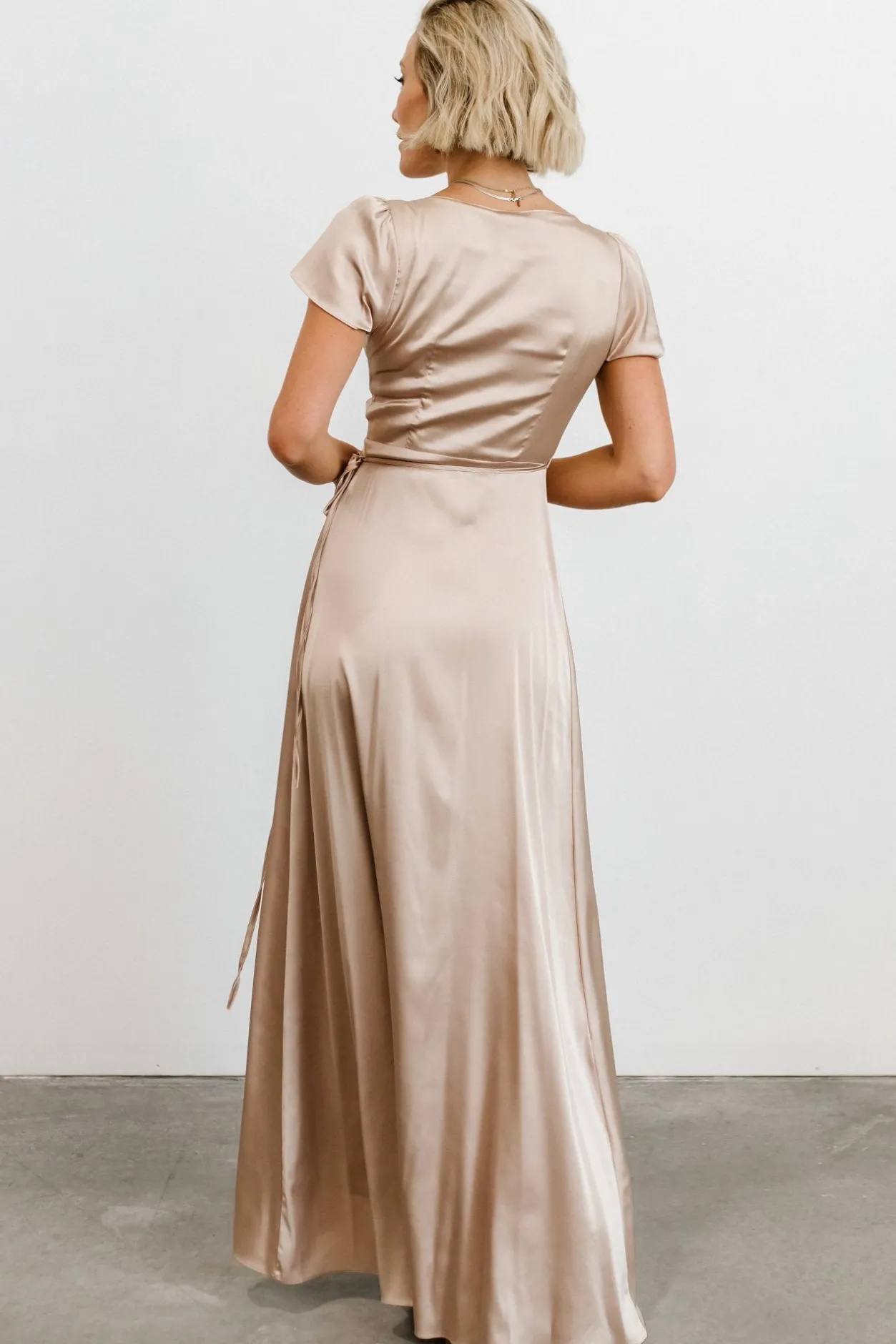 Online Baltic Born Krystal Satin Wrap Gown | Champagne