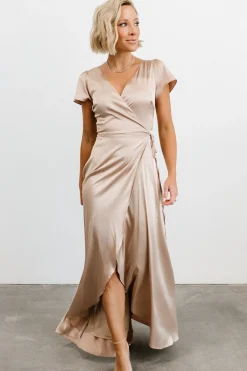 Online Baltic Born Krystal Satin Wrap Gown | Champagne
