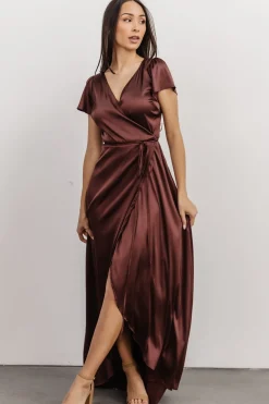Best Baltic Born Krystal Satin Wrap Gown | Dark Clove DarkClove