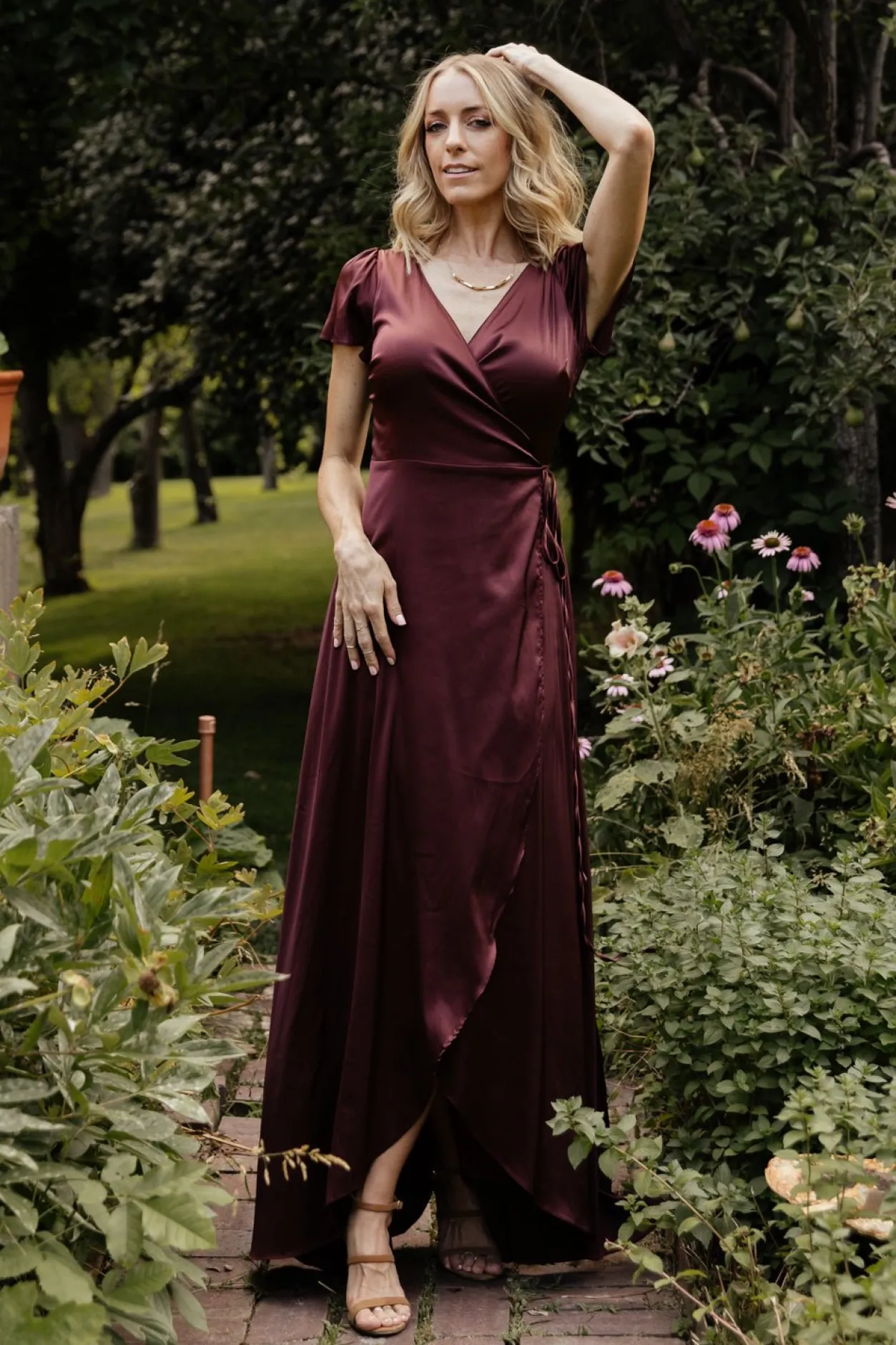 Best Baltic Born Krystal Satin Wrap Gown | Dark Clove DarkClove