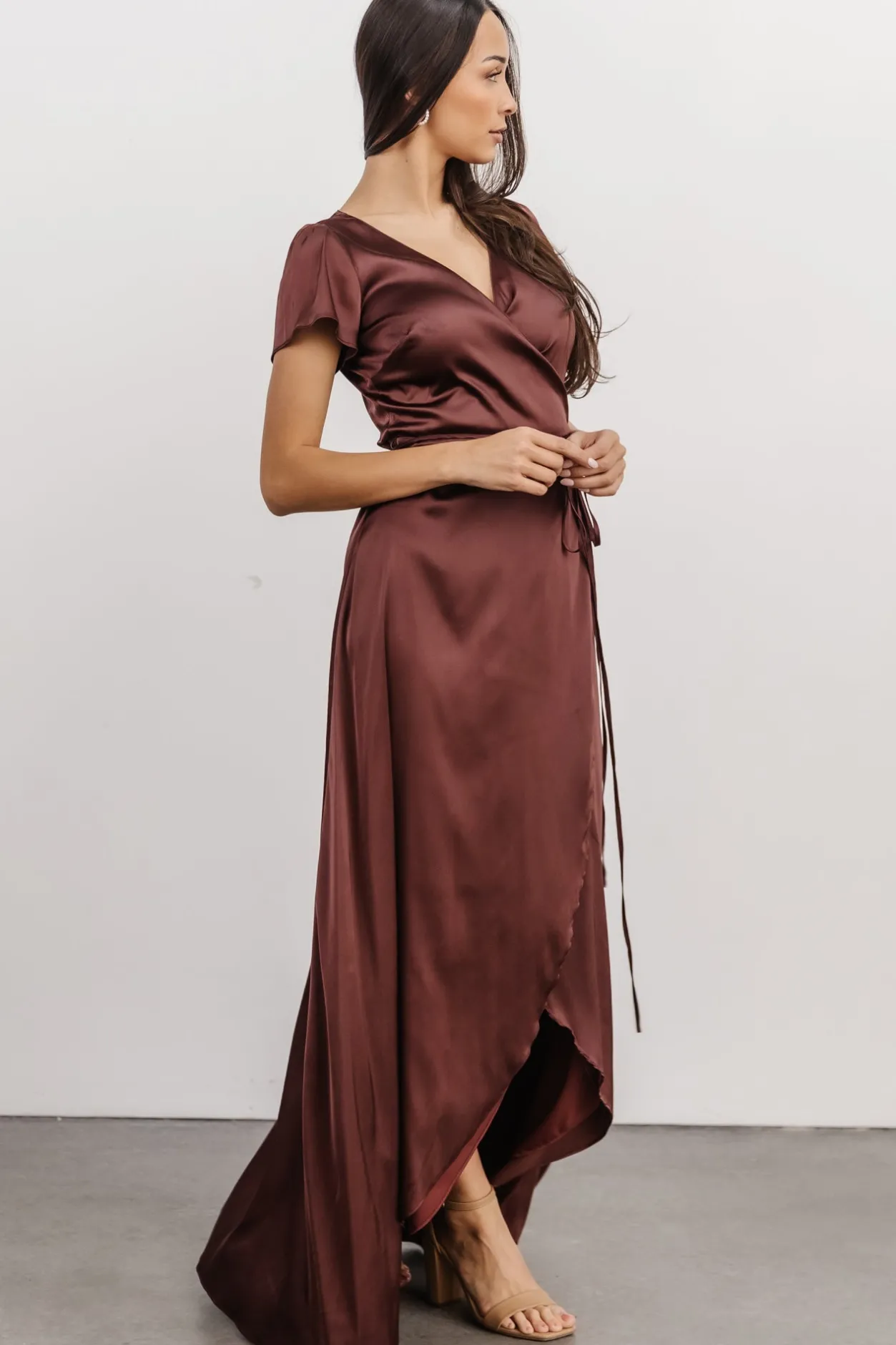 Best Baltic Born Krystal Satin Wrap Gown | Dark Clove DarkClove