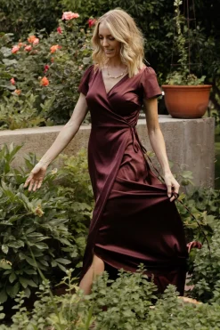 Best Baltic Born Krystal Satin Wrap Gown | Dark Clove DarkClove