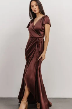Best Baltic Born Krystal Satin Wrap Gown | Dark Clove DarkClove