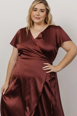 Best Baltic Born Krystal Satin Wrap Gown | Dark Clove DarkClove