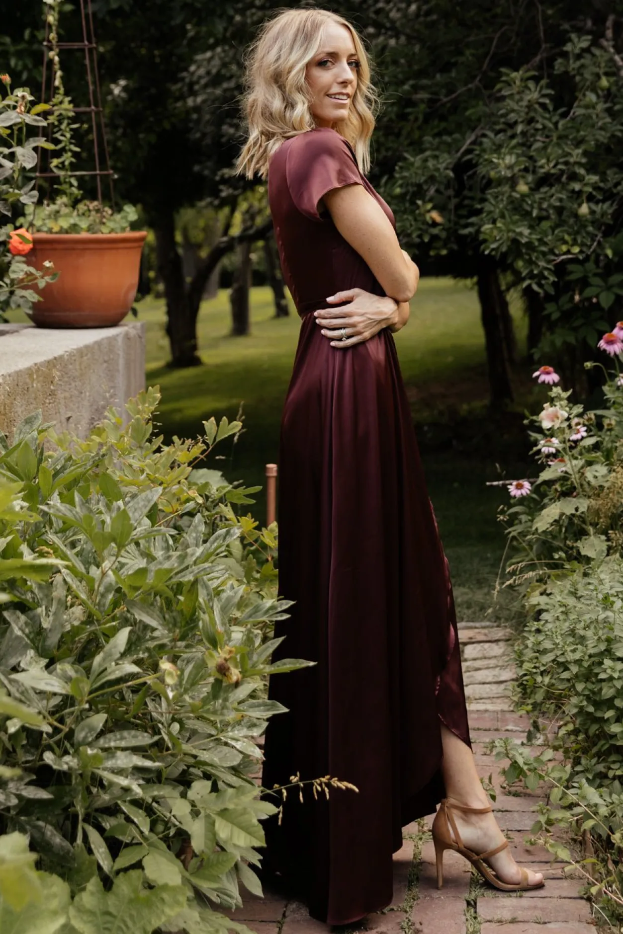 Best Baltic Born Krystal Satin Wrap Gown | Dark Clove DarkClove