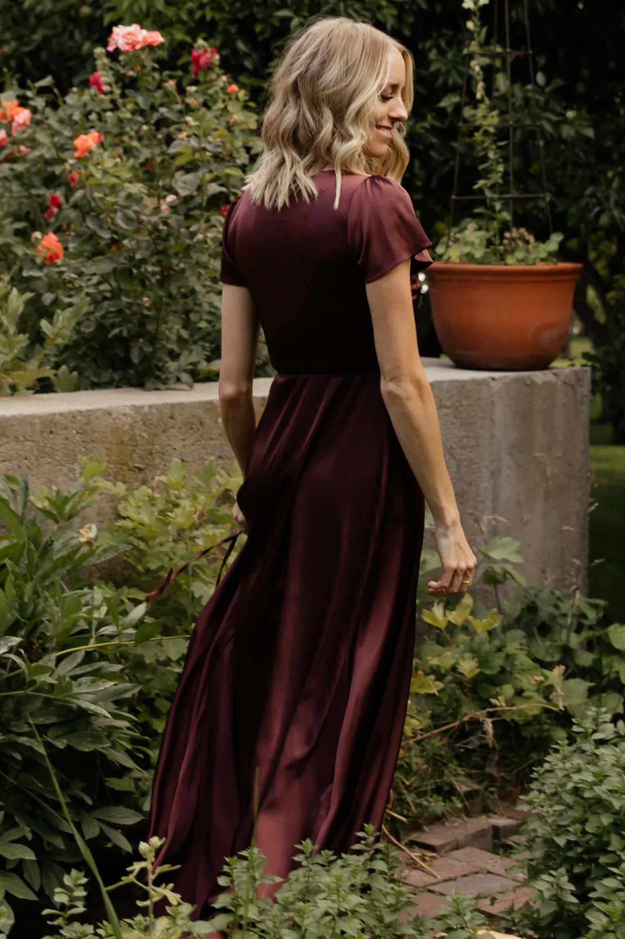 Best Baltic Born Krystal Satin Wrap Gown | Dark Clove DarkClove