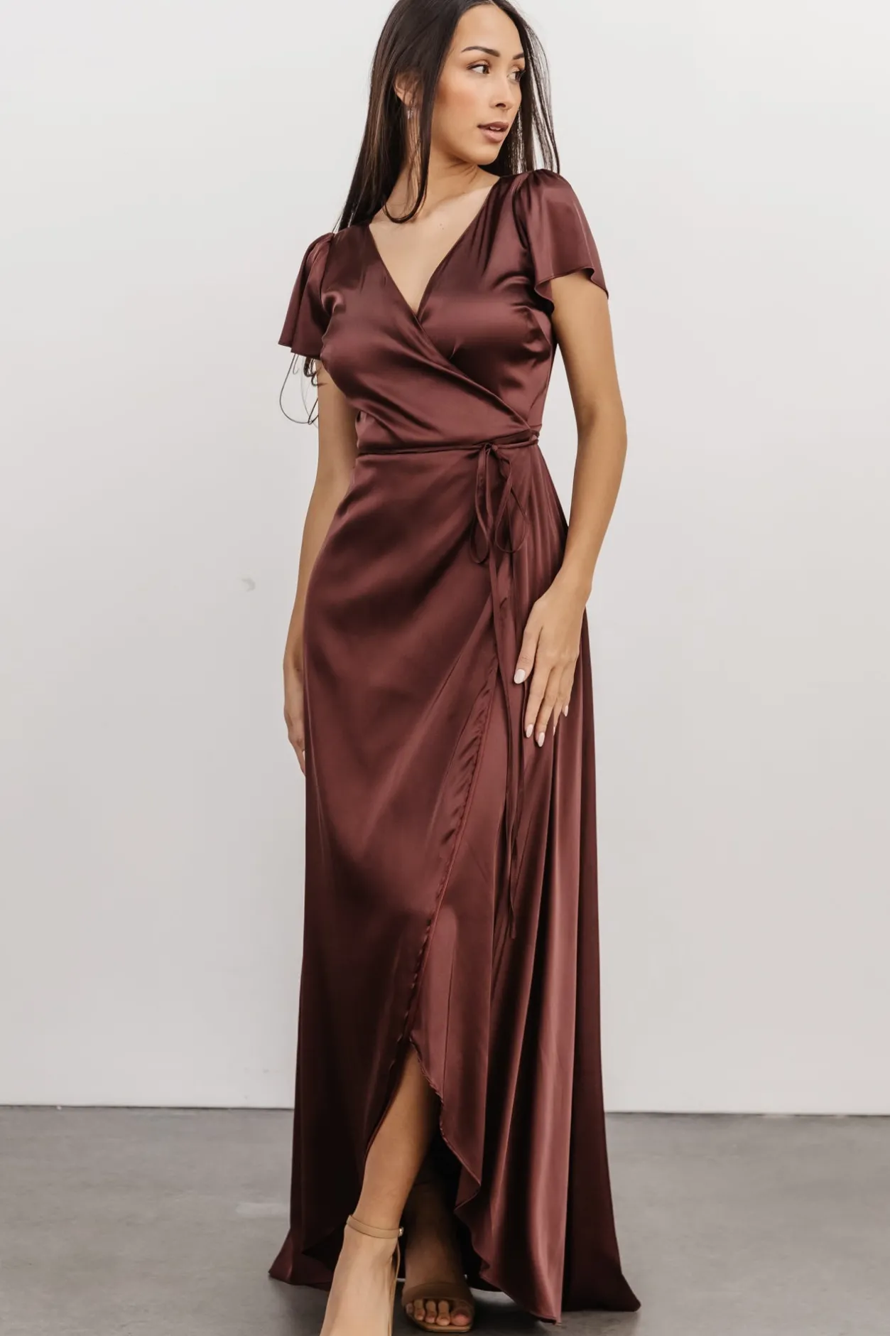 Best Baltic Born Krystal Satin Wrap Gown | Dark Clove DarkClove