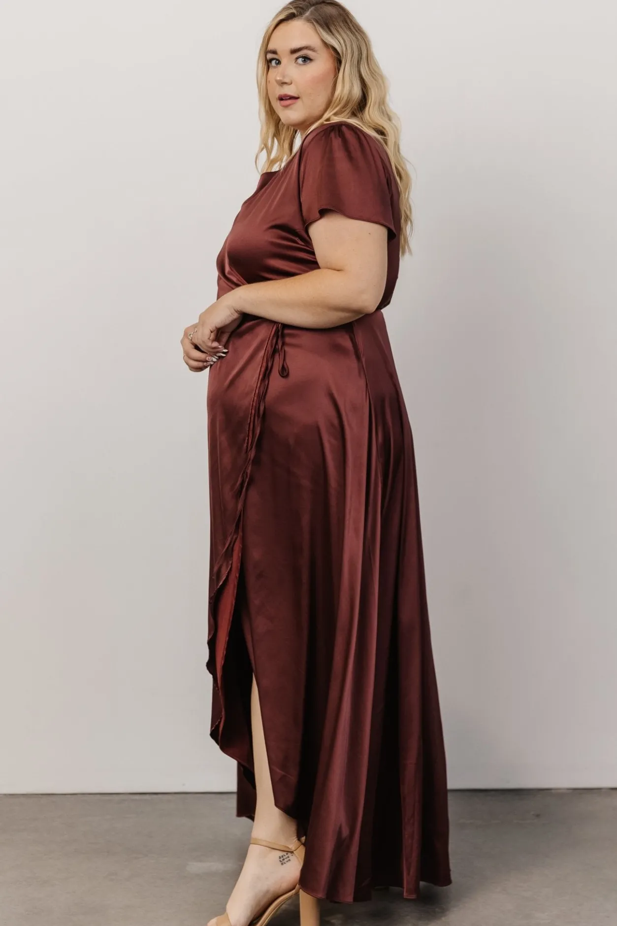 Best Baltic Born Krystal Satin Wrap Gown | Dark Clove DarkClove