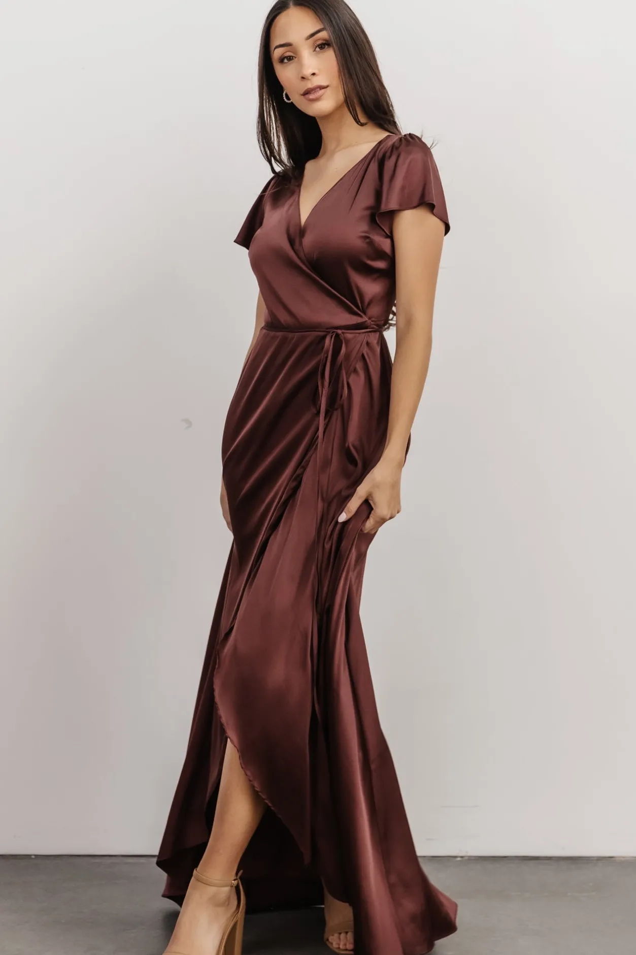 Best Baltic Born Krystal Satin Wrap Gown | Dark Clove DarkClove
