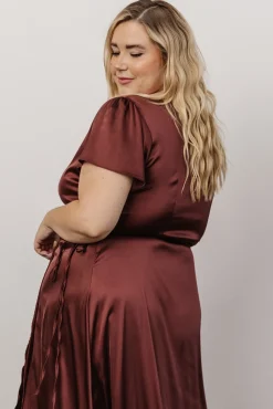 Best Baltic Born Krystal Satin Wrap Gown | Dark Clove DarkClove