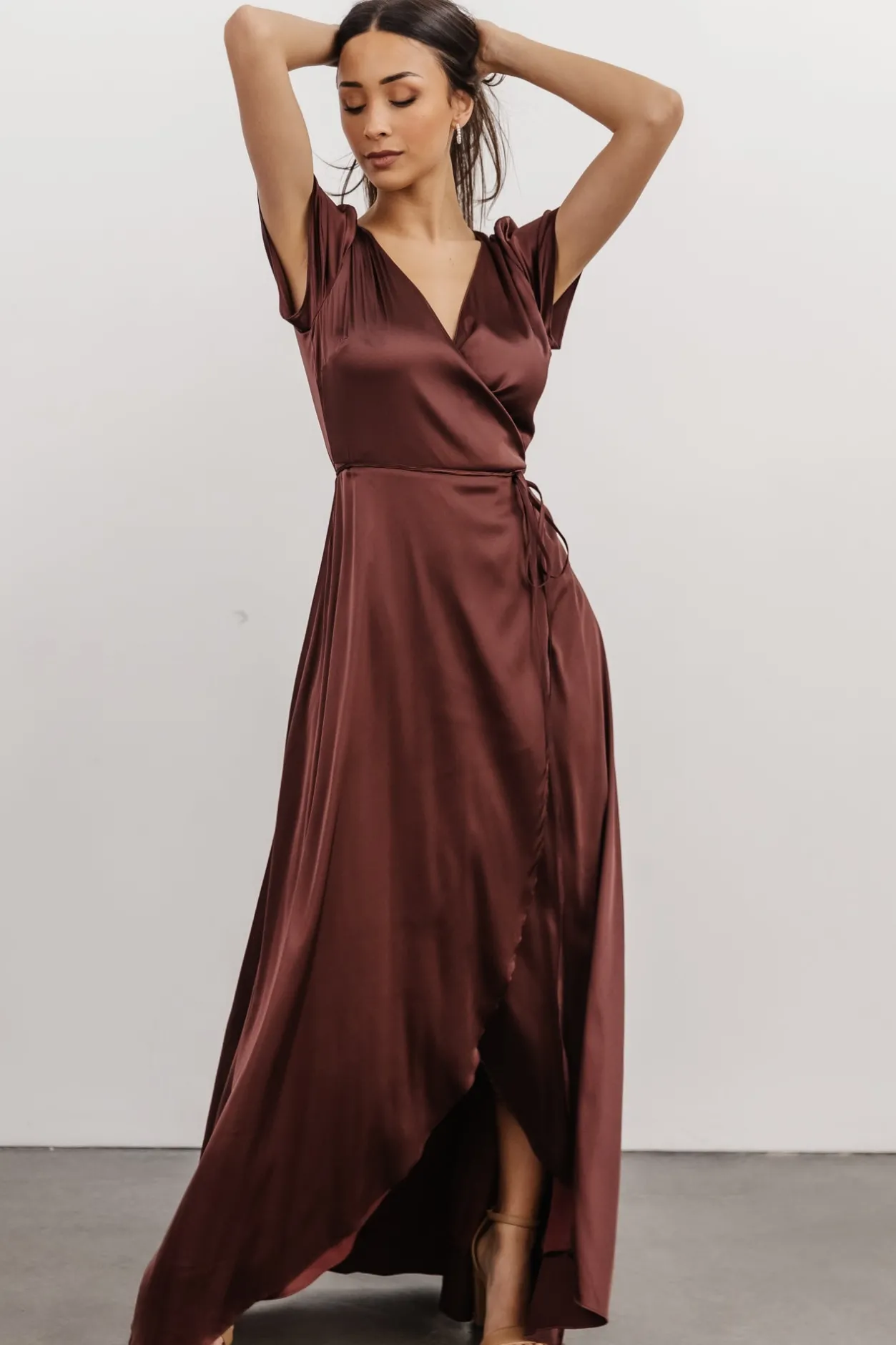 Best Baltic Born Krystal Satin Wrap Gown | Dark Clove DarkClove
