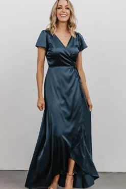 Sale Baltic Born Krystal Satin Wrap Gown | Deep Blue DeepBlue