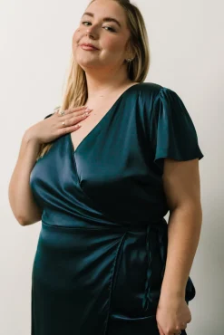 Sale Baltic Born Krystal Satin Wrap Gown | Deep Blue DeepBlue