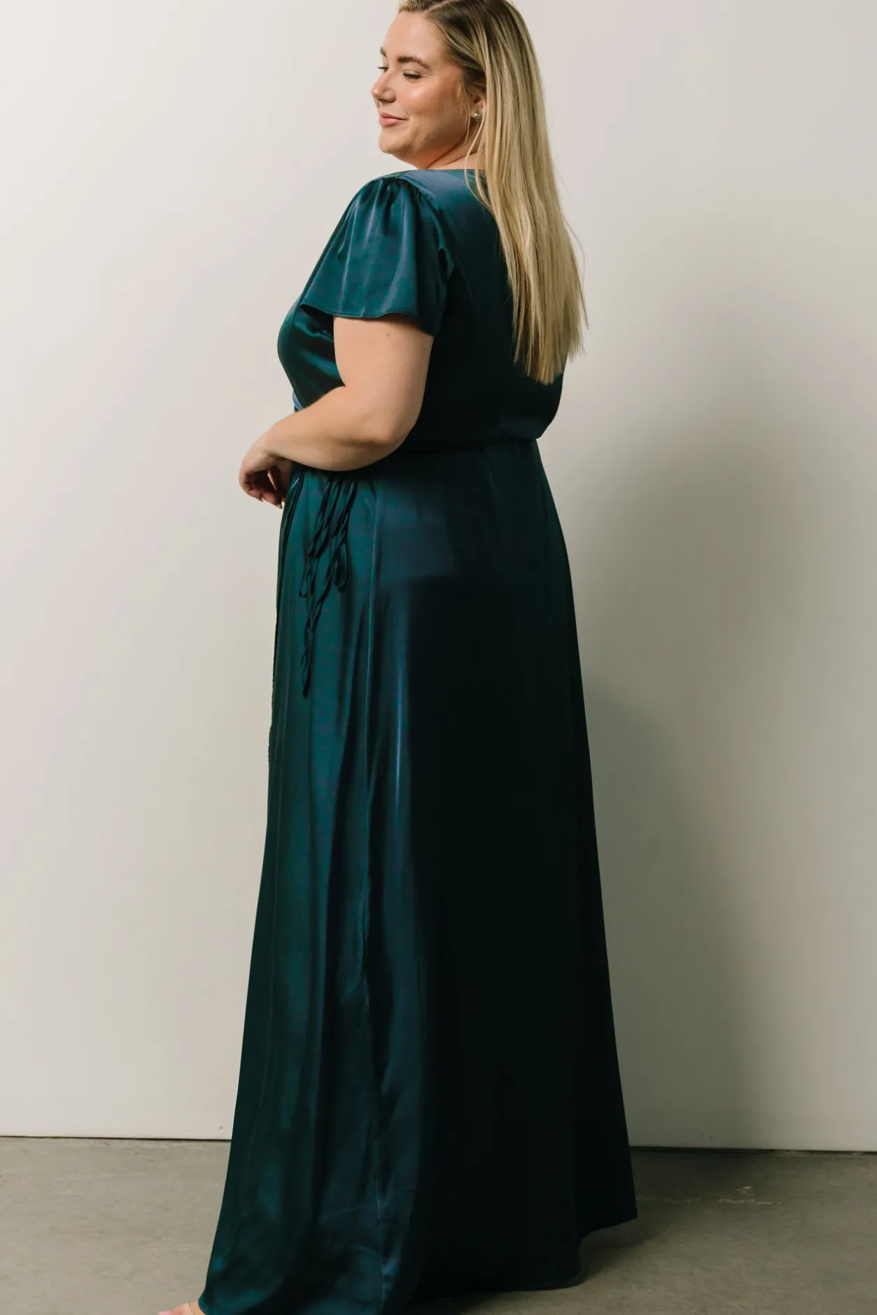 Sale Baltic Born Krystal Satin Wrap Gown | Deep Blue DeepBlue