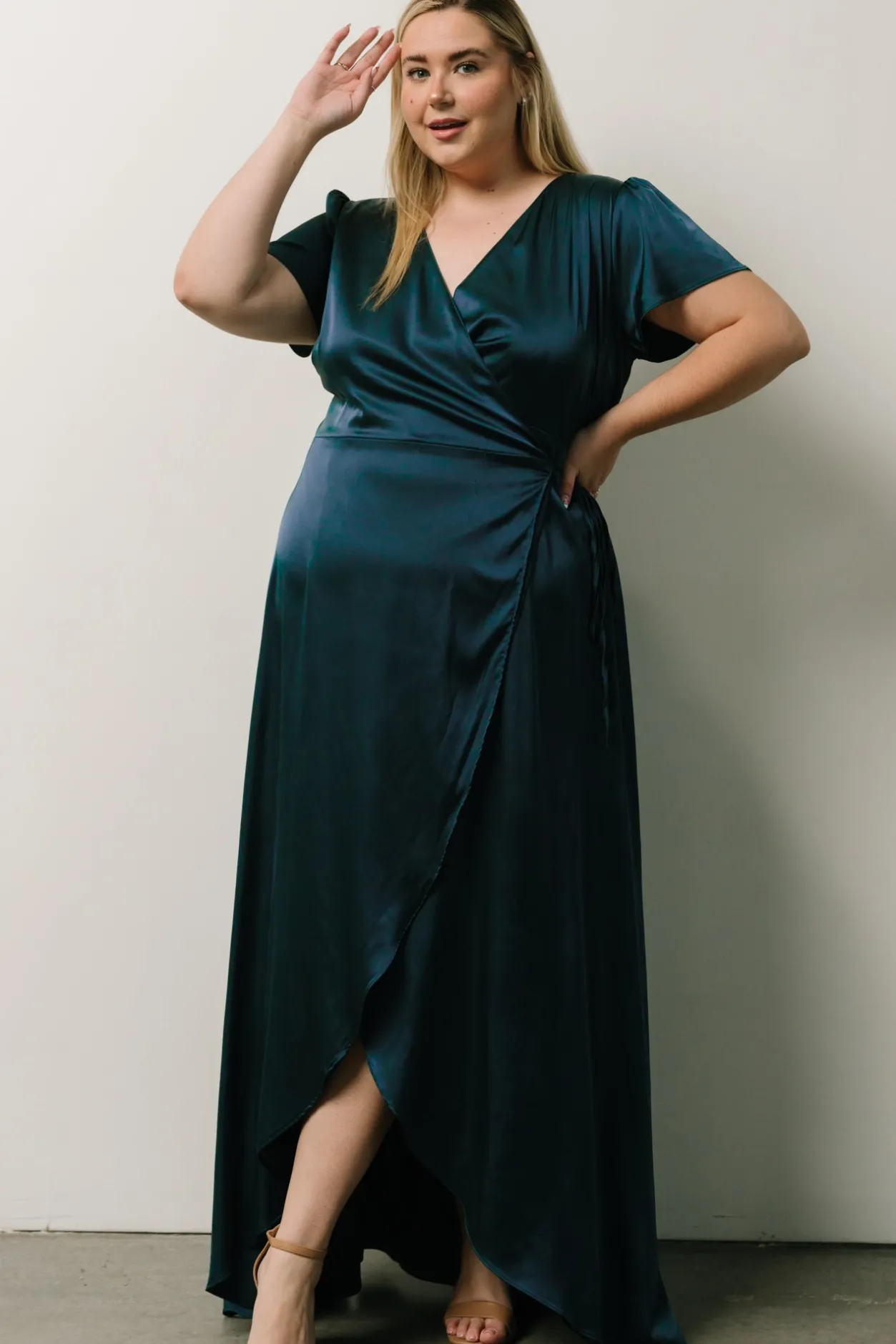 Sale Baltic Born Krystal Satin Wrap Gown | Deep Blue DeepBlue