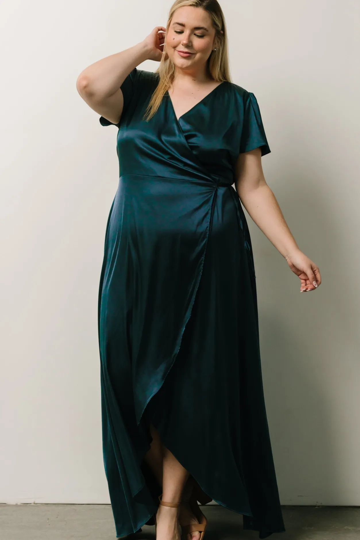 Sale Baltic Born Krystal Satin Wrap Gown | Deep Blue DeepBlue