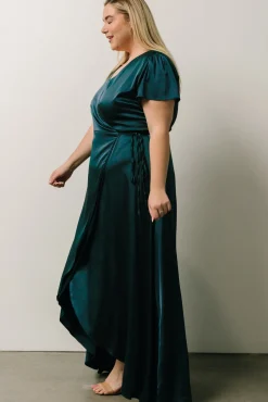 Sale Baltic Born Krystal Satin Wrap Gown | Deep Blue DeepBlue