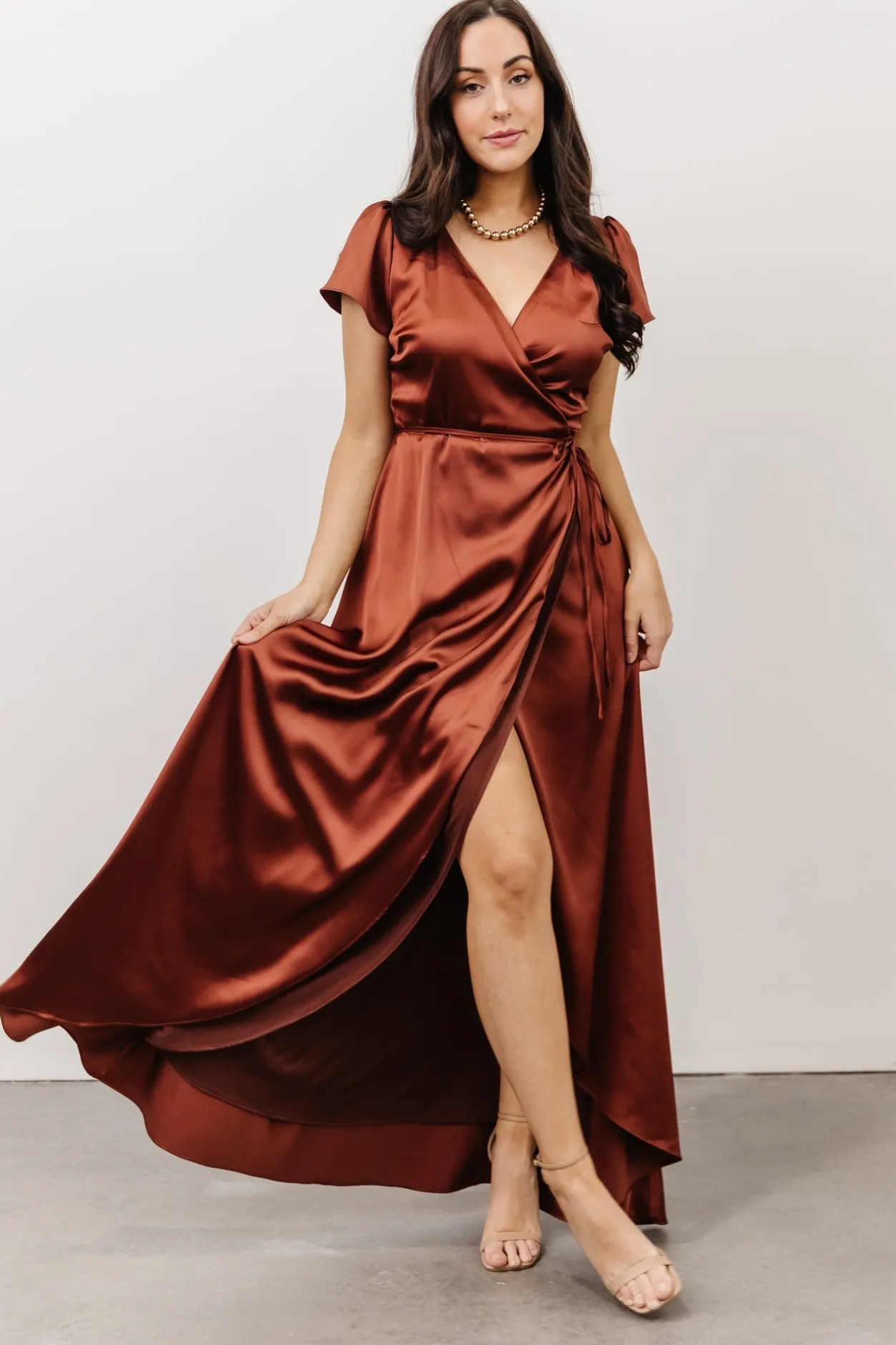 Sale Baltic Born Krystal Satin Wrap Gown | Cinnamon