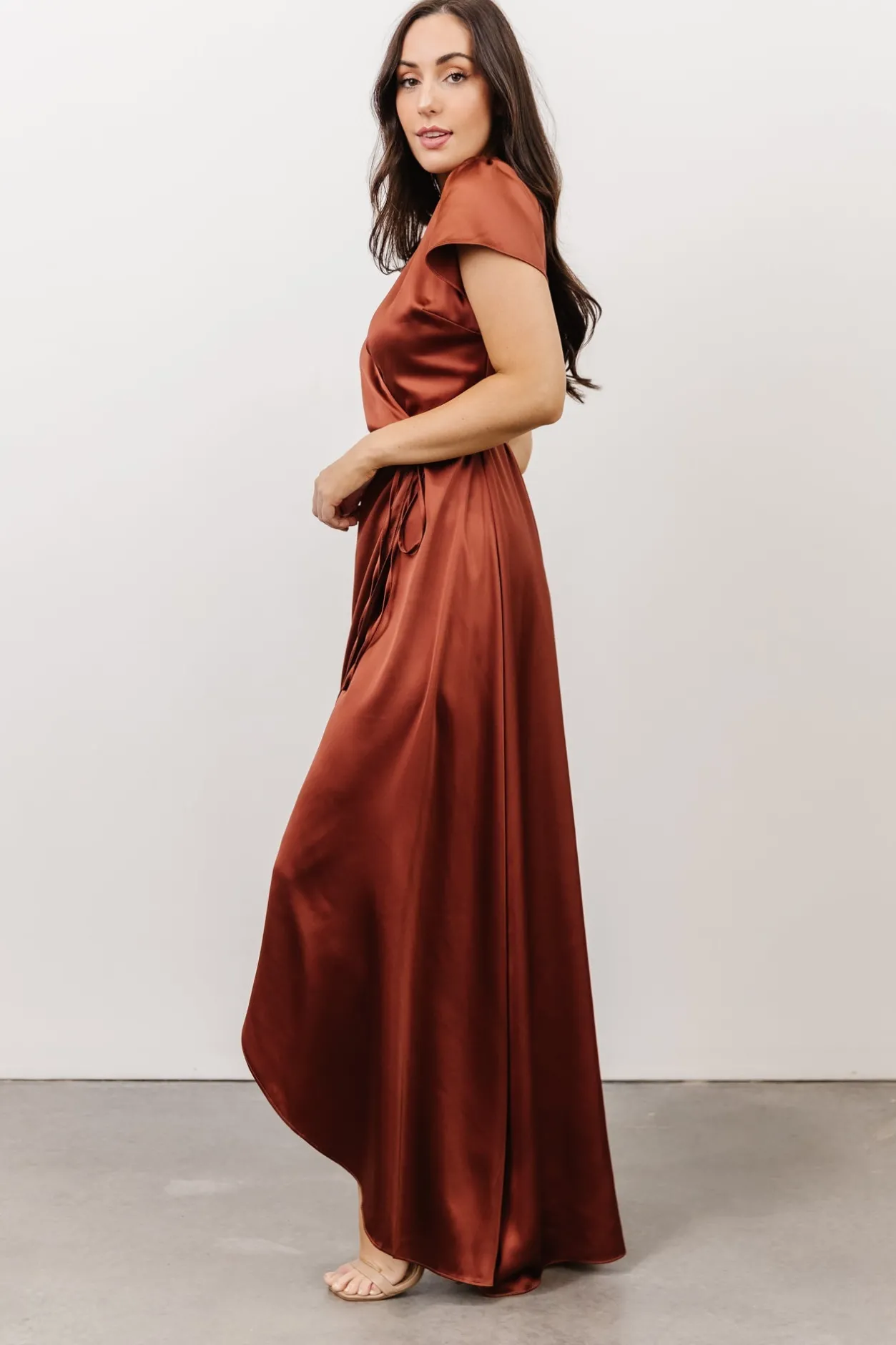 Sale Baltic Born Krystal Satin Wrap Gown | Cinnamon