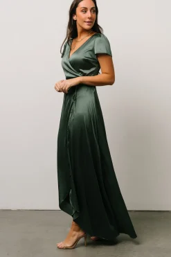 Hot Baltic Born Krystal Satin Wrap Gown | Winter Green WinterGreen