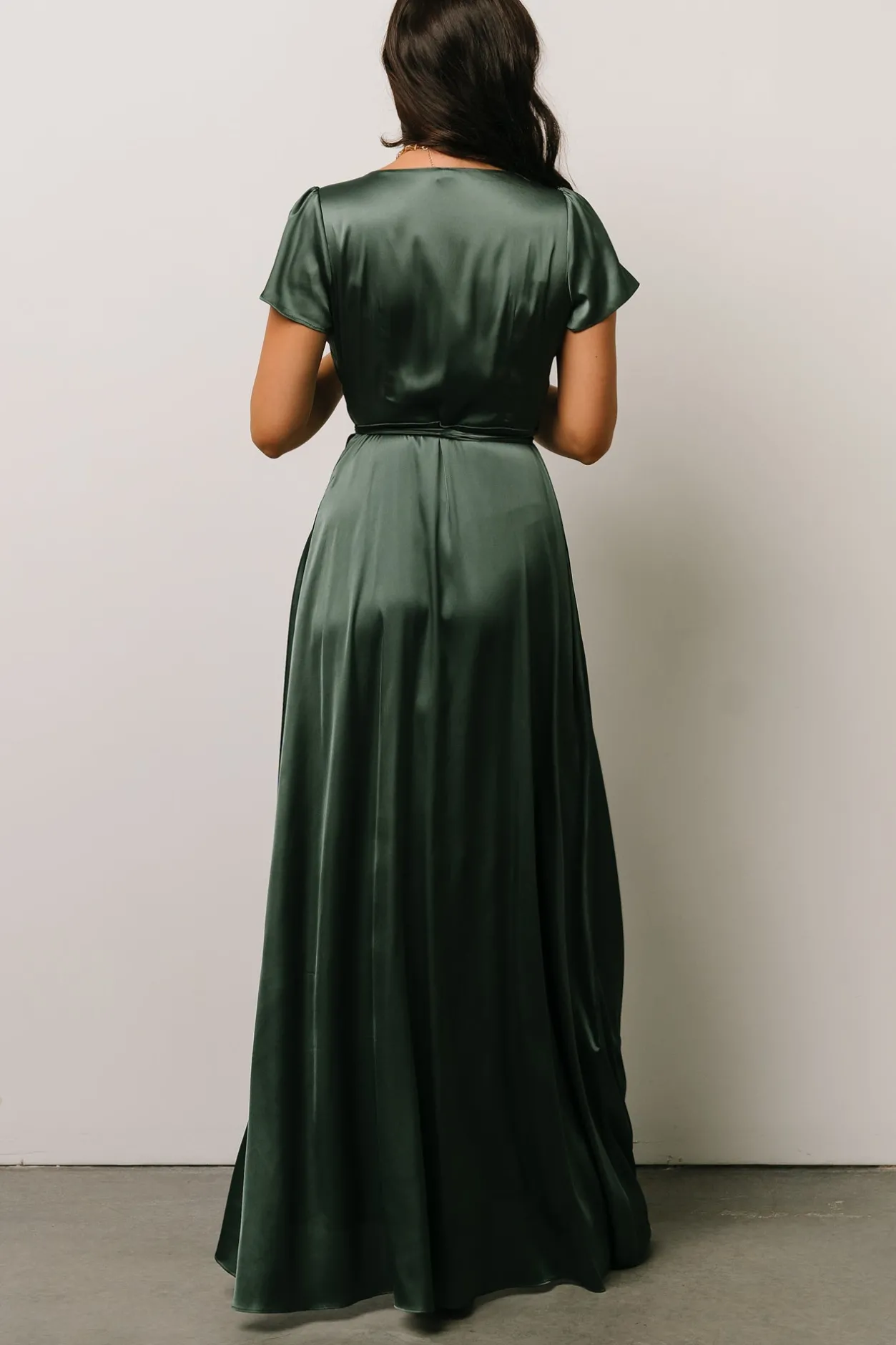 Hot Baltic Born Krystal Satin Wrap Gown | Winter Green WinterGreen