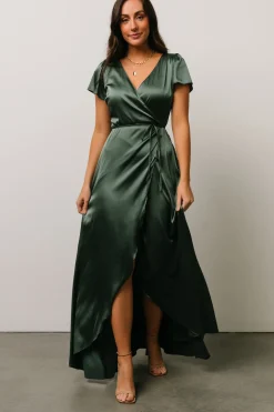 Hot Baltic Born Krystal Satin Wrap Gown | Winter Green WinterGreen