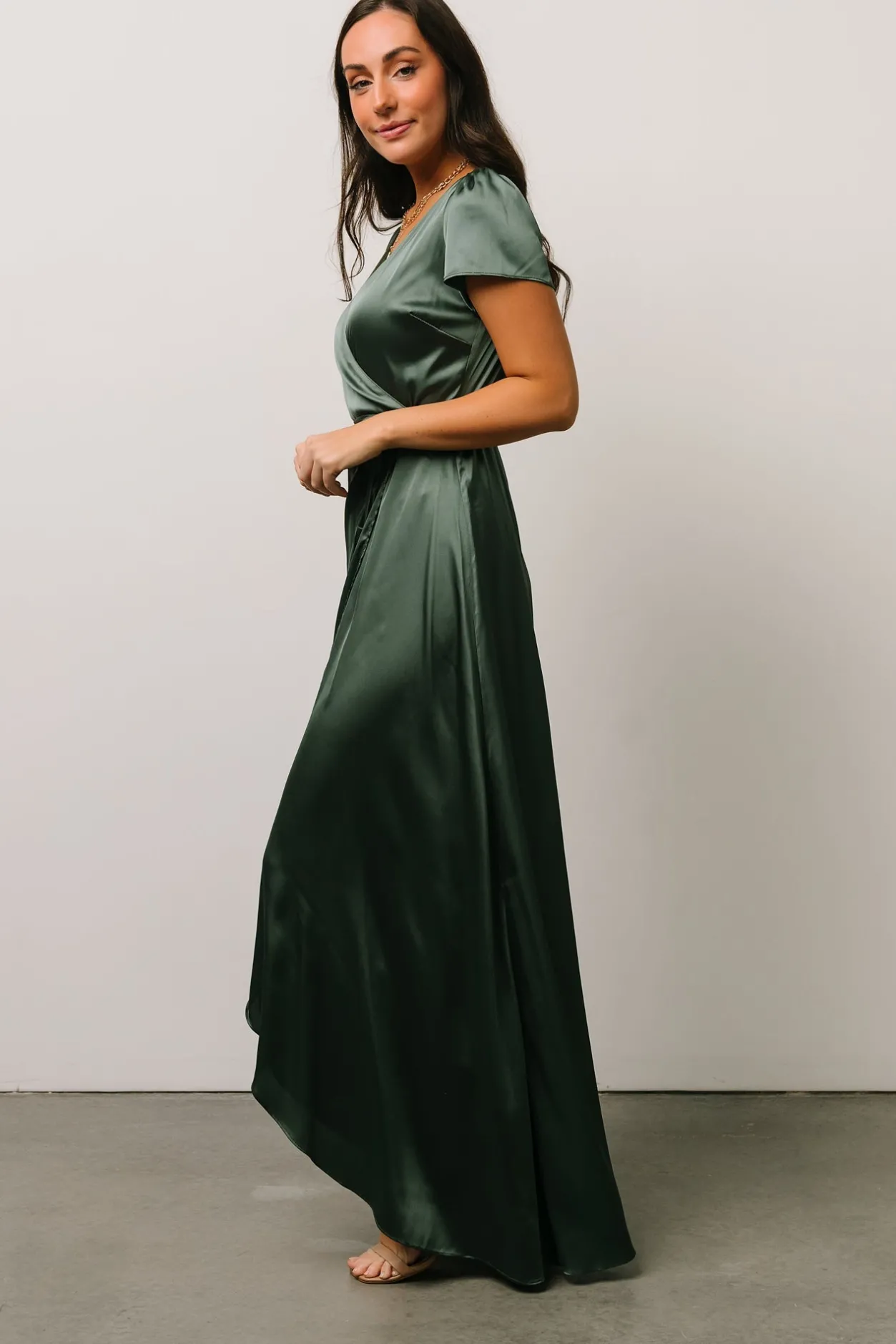 Hot Baltic Born Krystal Satin Wrap Gown | Winter Green WinterGreen