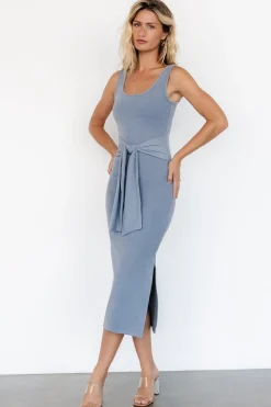 Discount Baltic Born Kylee Front Tie Dress | Dusty Blue DustyBlue