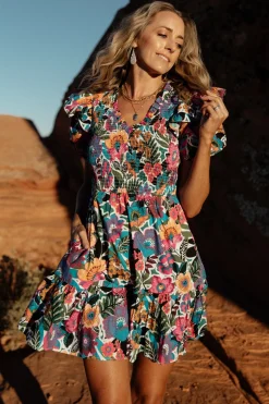 Online Baltic Born Kyrie Puff Sleeve Short Dress | White Multi WhiteMulti
