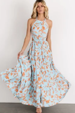 Hot Baltic Born Laie Back Tie Maxi Dress | Blue + Orange Blue+Orange