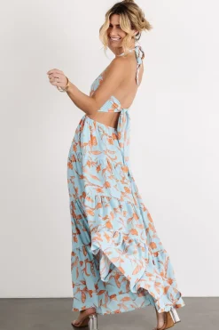 Hot Baltic Born Laie Back Tie Maxi Dress | Blue + Orange Blue+Orange
