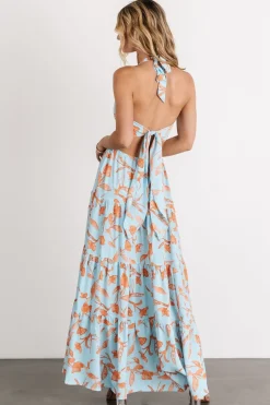 Hot Baltic Born Laie Back Tie Maxi Dress | Blue + Orange Blue+Orange