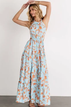 Hot Baltic Born Laie Back Tie Maxi Dress | Blue + Orange Blue+Orange