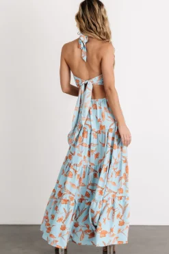 Hot Baltic Born Laie Back Tie Maxi Dress | Blue + Orange Blue+Orange