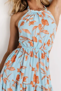 Hot Baltic Born Laie Back Tie Maxi Dress | Blue + Orange Blue+Orange