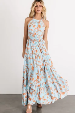 Hot Baltic Born Laie Back Tie Maxi Dress | Blue + Orange Blue+Orange