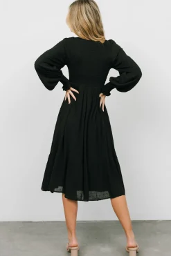 Best Baltic Born Lainey Smocked Dotted Midi Dress | Black