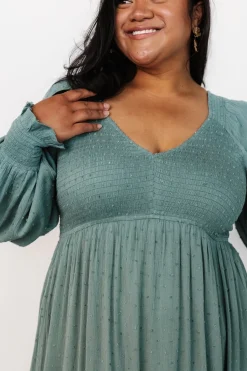 Fashion Baltic Born Lainey Smocked Dotted Midi Dress | Dark Sage DarkSage
