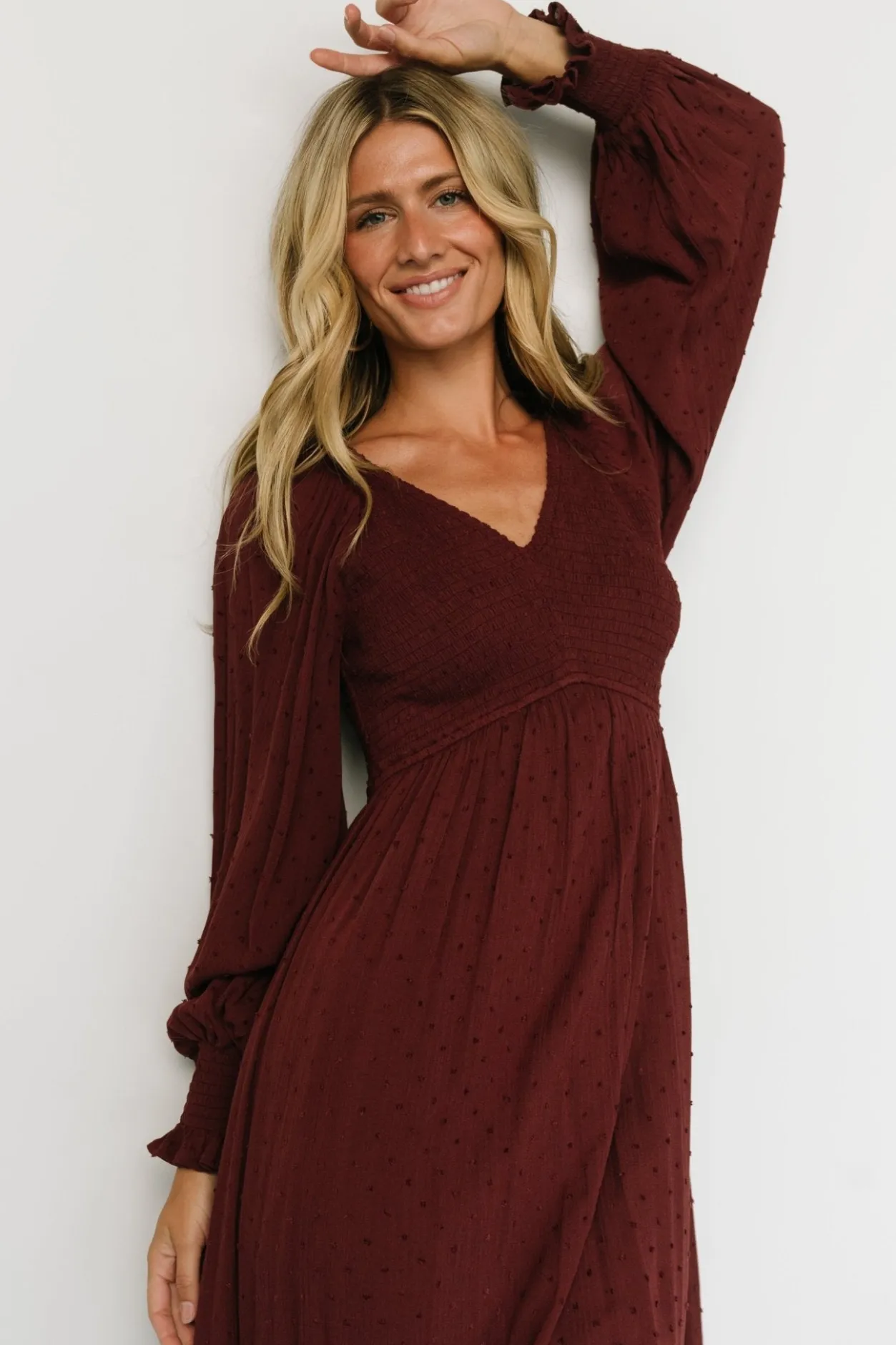 Discount Baltic Born Lainey Smocked Dotted Midi Dress | Mulberry