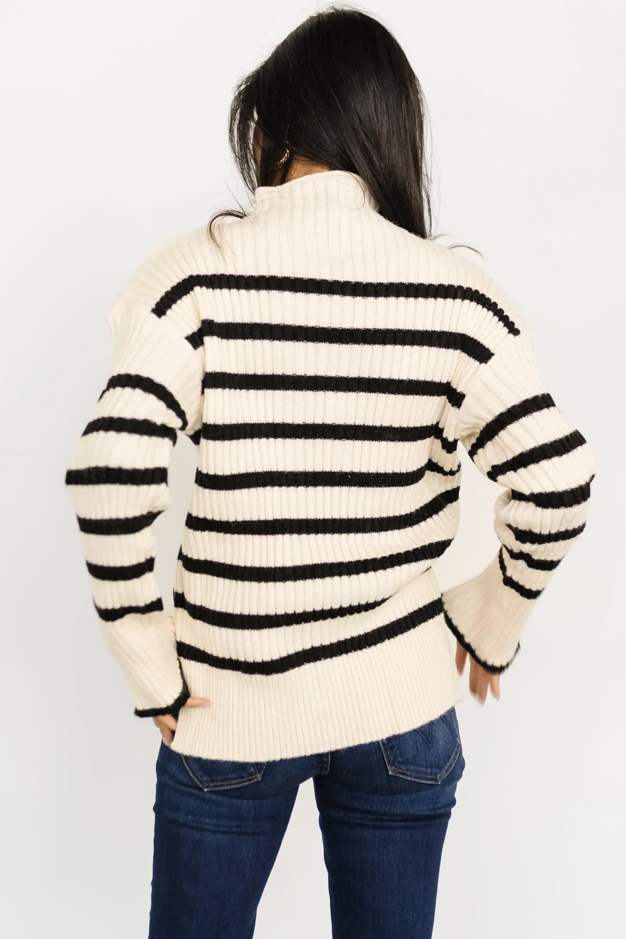 New Baltic Born Landell Striped Sweater | Ivory + Black Ivory+Black