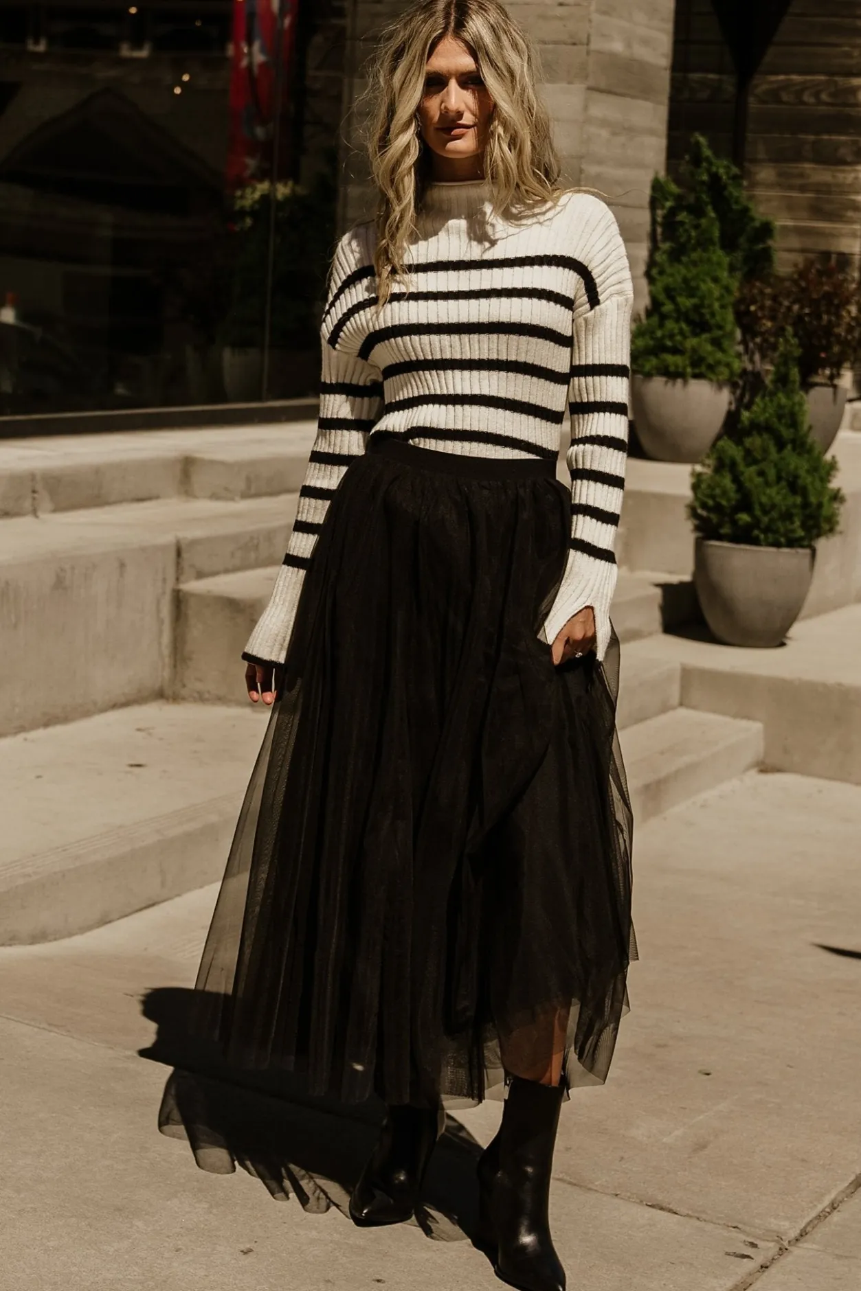 New Baltic Born Landell Striped Sweater | Ivory + Black Ivory+Black