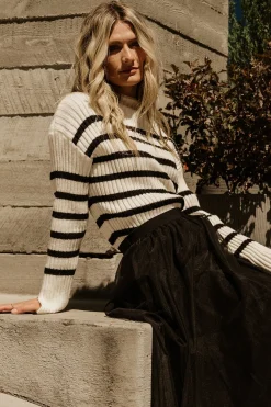 New Baltic Born Landell Striped Sweater | Ivory + Black Ivory+Black