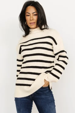 New Baltic Born Landell Striped Sweater | Ivory + Black Ivory+Black